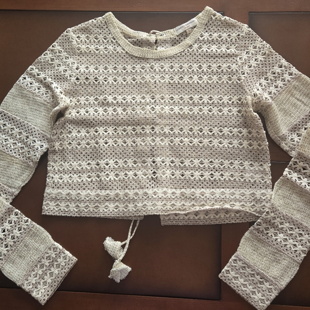 Opening Ceremony Beige Crochet Cropped Top